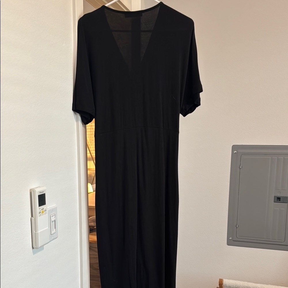 Mango Black Maxi Gown With Flutter Sleeves And V-… - image 4